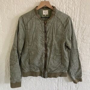 Anthropologie Silence and Noise Green Zip Up Jacket Size Medium
